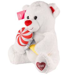 1727 Peluş Şekerli Ayı 46 cm Beyaz -Selay Oyuncak