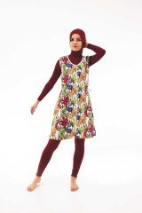 Emayo Tam Kapalı Tesettür Mayo Ayhan 5023 Bordo Large