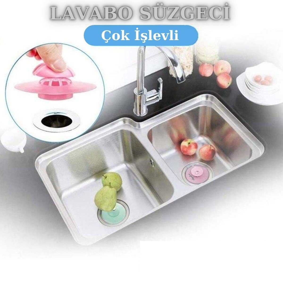 BUFFER® Silikon Malzeme Banyo Mutfak Gider Evye Lavabo İçine Çöp Tıpası Kaydırmaz Süzgeç Çeşitleri Modelleri