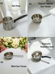 4'lü Çelik Sütlük Cezvesi, Yumurta Haşlama Kabı, Sos Tavası