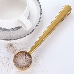 BUFFER® Mandallı Kahve Ölçü Kaşığı Gold Çok Fonksiyonlu Paslanmaz Çelik Kaşık