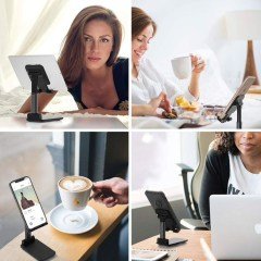 BUFFER® Siyah Aynalı Cep Telefonu Sabitleyici Stand Katlanabilir Ayarlanabilir Telefon Standı