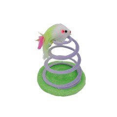 BUFFER® Tahta Tabanlı Peluşlu Hareketli Yaylı Eğlenceli Kedi Oyuncağı