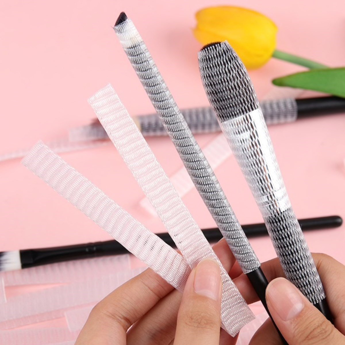 BUFFER® Makyaj Far Allık Kontür Eyeliner Fırça Malzemeleri Ürünleri Koruyucu File Kapak Örgü Kılıf Set 20li