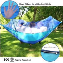 BUFFER®  Pratik ve Hızlı Açılan Kendiliğinden Cibinlikli Hamak ,Uyku Salıncağı (120 cm x 250 cm)