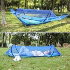 BUFFER®  Pratik ve Hızlı Açılan Kendiliğinden Cibinlikli Hamak ,Uyku Salıncağı (120 cm x 250 cm)