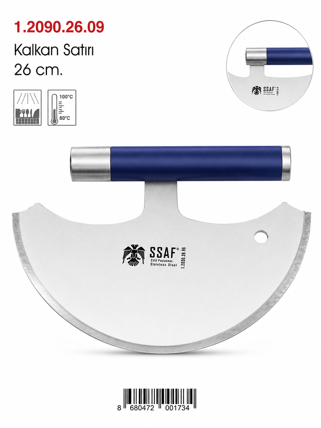 Ssaf Kalkan Temizleme Satırı Çelik Boyu 26 cm (Sapı Hariç)