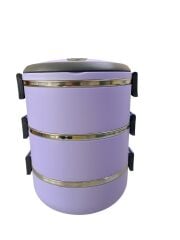 3 Katlı Vakumlu Yemek Termosu 3lü Sefer Tası Freshbox Serisi Mor Renk