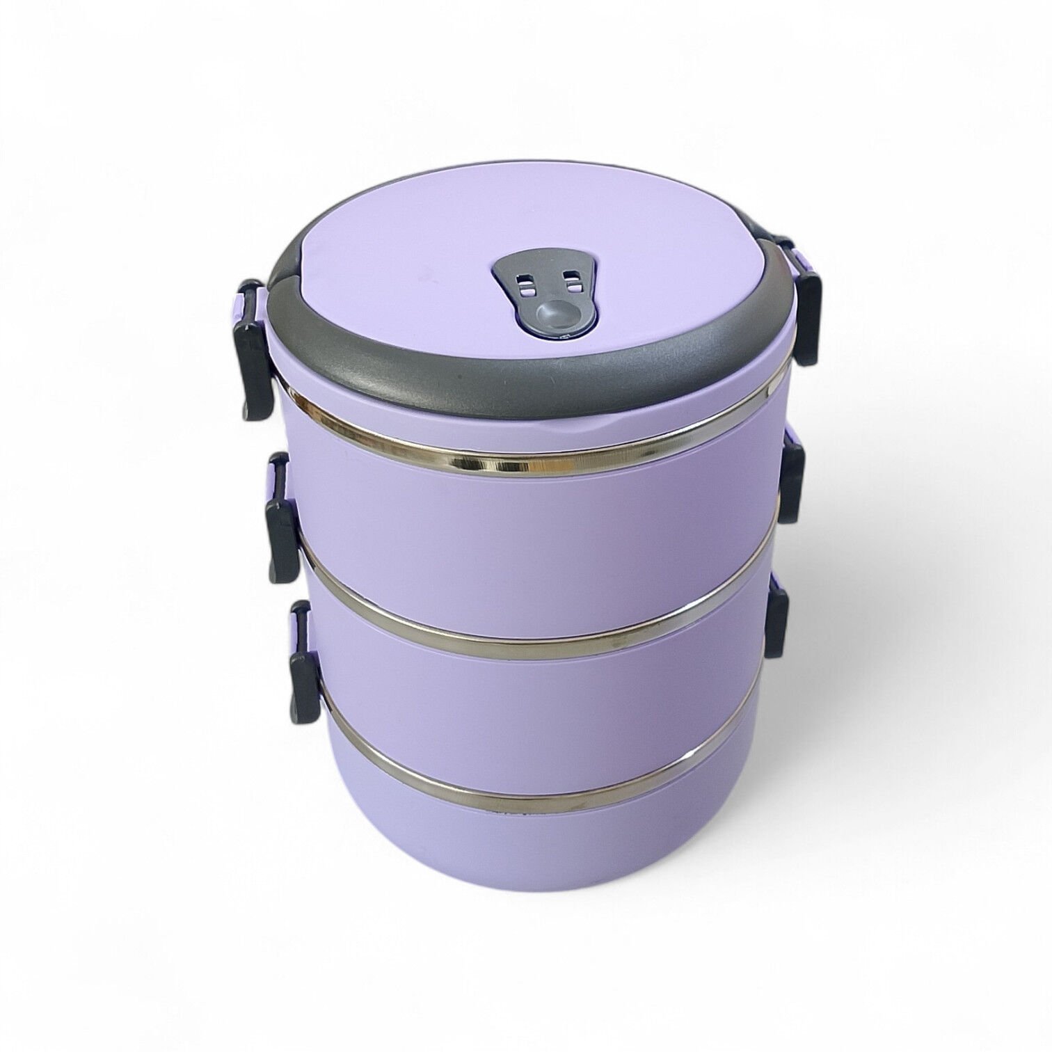 3 Katlı Vakumlu Yemek Termosu 3lü Sefer Tası Freshbox Serisi Mor Renk