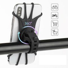 BUFFER® Universal Bisiklet Motosiklet Çocuk Arabası Silikon 360 Derece Telefon Tutucu Tüm Modellerle Uyumlu