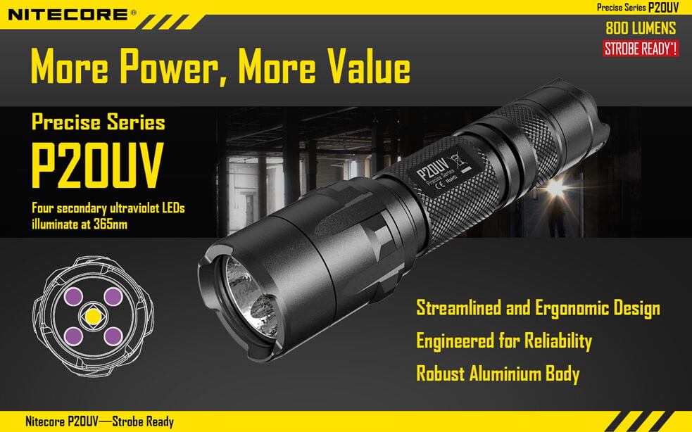 Nitecore P20UV Taktik El Feneri 800 Lümen UV Işıklı